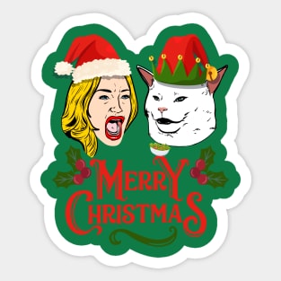 Woman Yelling at a Cat Meme Salad Ugly Christmas Sweater T-Shirt Sticker